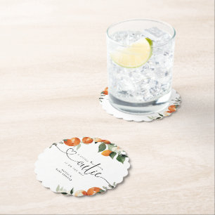 Little cutie citrus baby shower paper coaster