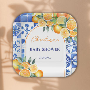 Little Cutie Citrus Baby Shower Paper Plate