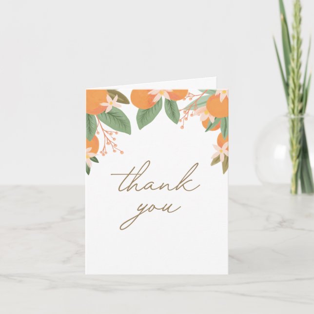 Little Cutie Citrus Baby Shower Thank You Card (Front)