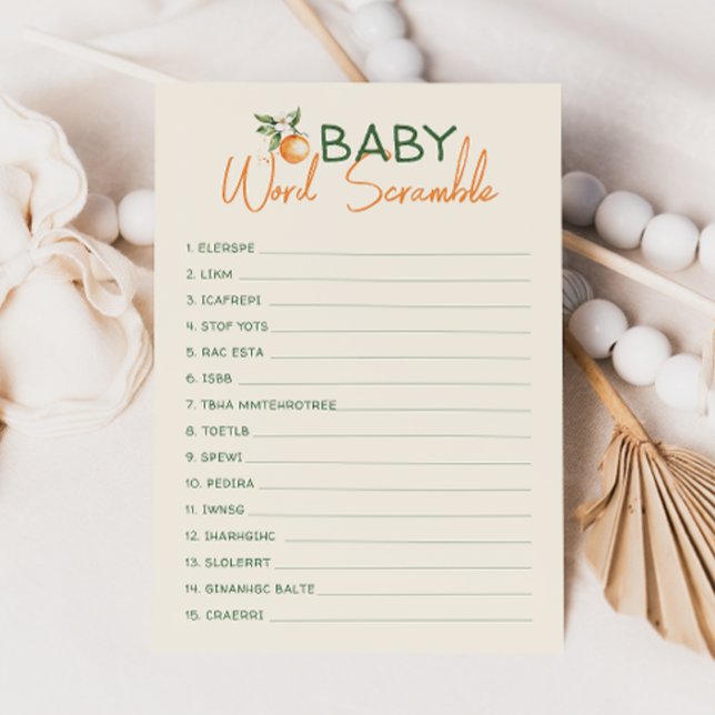 Little Cutie Citrus Baby Word Scramble Game Card (Creator Uploaded)