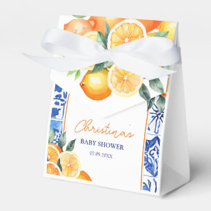 Little Cutie Citrus Blue Tiles Baby Shower Favour Box