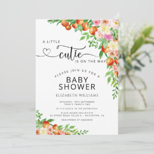 Little Cutie Citrus Botanical Orange Baby Shower Invitation