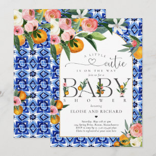 Little Cutie Citrus Botanical Orange Baby Shower Invitation
