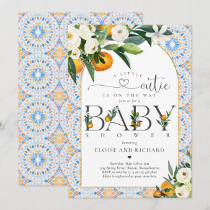 Little Cutie Citrus Botanical Orange Baby Shower Invitation