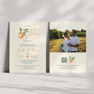Little Cutie Citrus Couples Photo Baby Shower Invitation