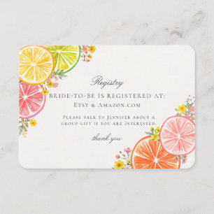 Little Cutie Citrus Floral Bridal Registry Insert