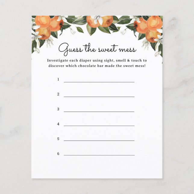 Little Cutie Citrus Guess The Sweet Mess Game Card (Front)