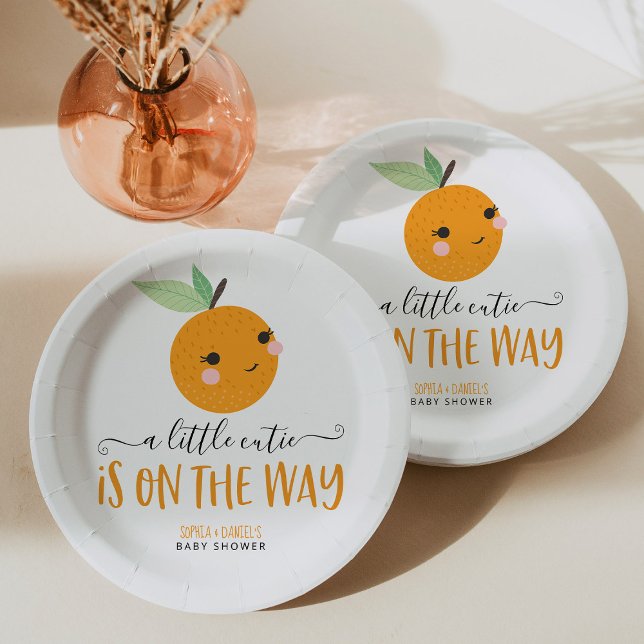 Little Cutie Citrus Modern Baby Shower Paper Plate (Creator Uploaded)