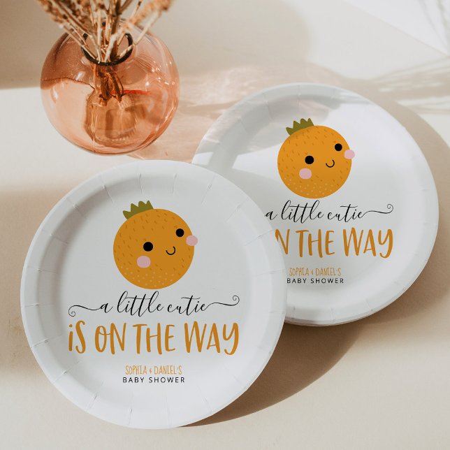 Little Cutie Citrus Modern Baby Shower Paper Plate (Creator Uploaded)
