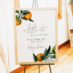 Little Cutie Citrus Orange Baby Shower Welcome Poster