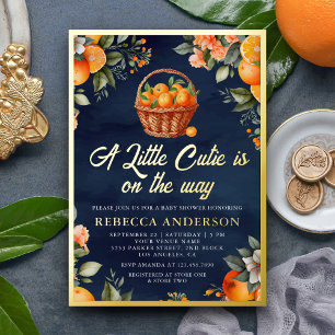 Little Cutie Citrus Orange Basket Navy Baby Shower