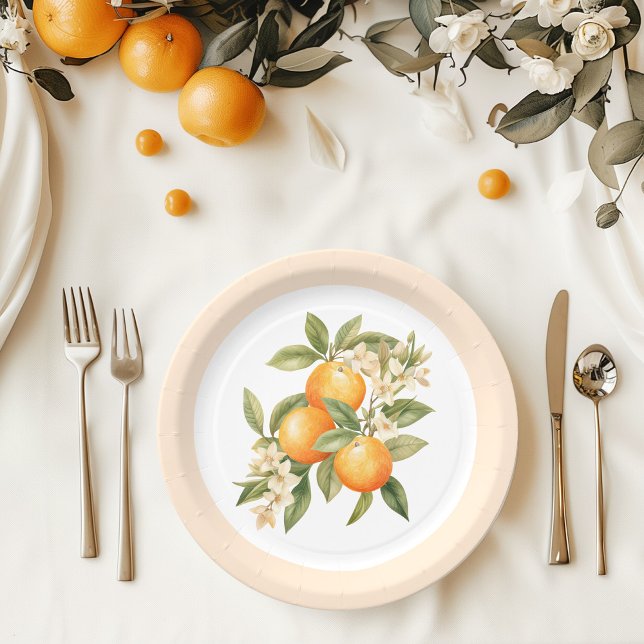 Little cutie citrus oranges birthday party paper plate (Creator Uploaded)