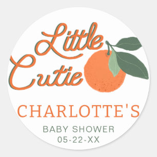 Little Cutie Clementine Baby Shower Classic Round Sticker