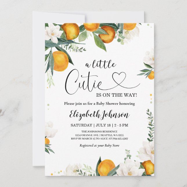 Little Cutie Clementine Baby Shower Gender Neutral Invitation (Front)