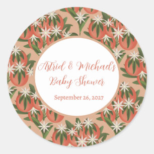 Little Cutie Clementine  Citrus Theme Baby Shower Classic Round Sticker