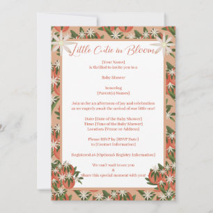 Little Cutie Clementine  Citrus Theme Baby Shower  Invitation