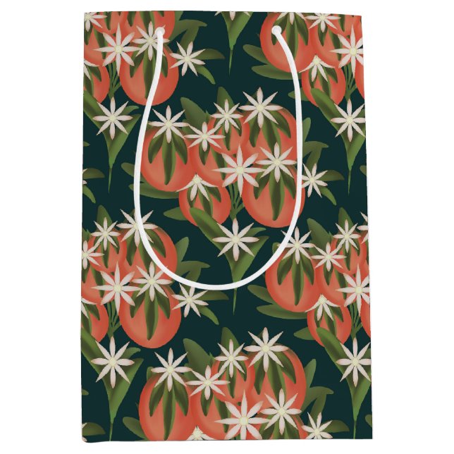 Little Cutie Clementine Dark Green | Citrus Theme  Medium Gift Bag (Front)