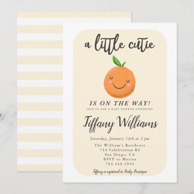 Little Cutie Clementine Gender Neutral Baby Shower Invitation (Front/Back)