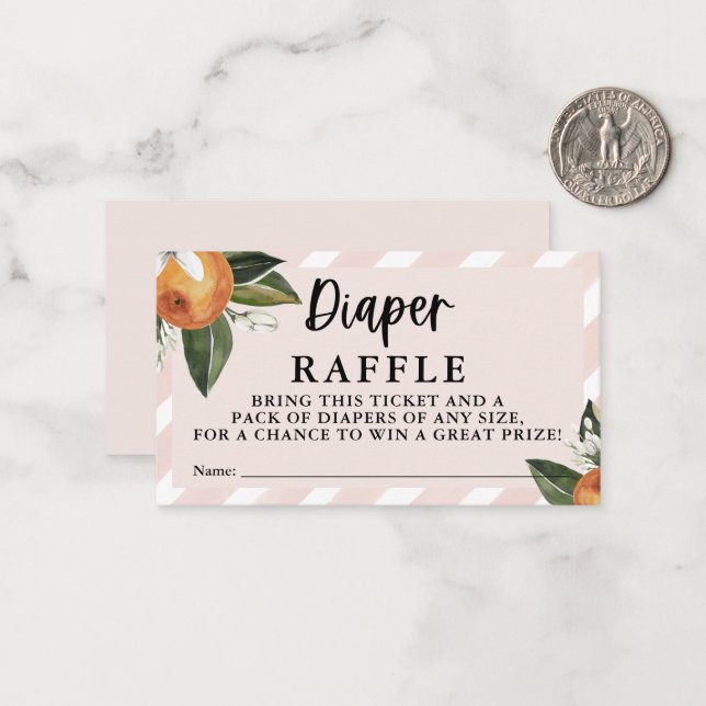 Little Cutie Clementine Girl Diaper Raffle Card (Front/Back In Situ)
