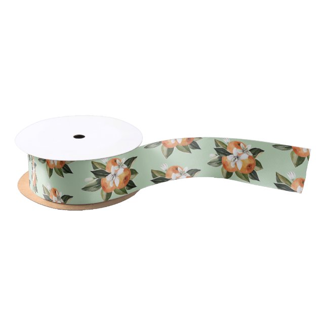 Little Cutie Clementine Green Citrus Party Satin Ribbon (Spool)