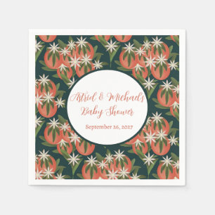 Little Cutie Clementine Green Neutral Baby Shower Napkin