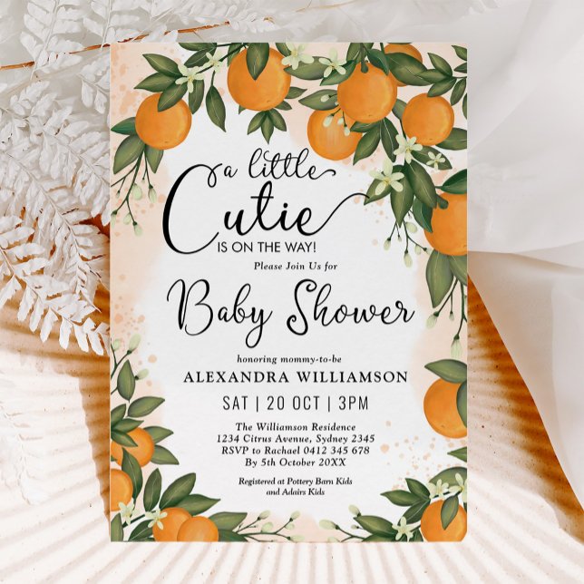 Little Cutie Clementine Orange Citrus Baby Shower Invitation (Creator Uploaded)
