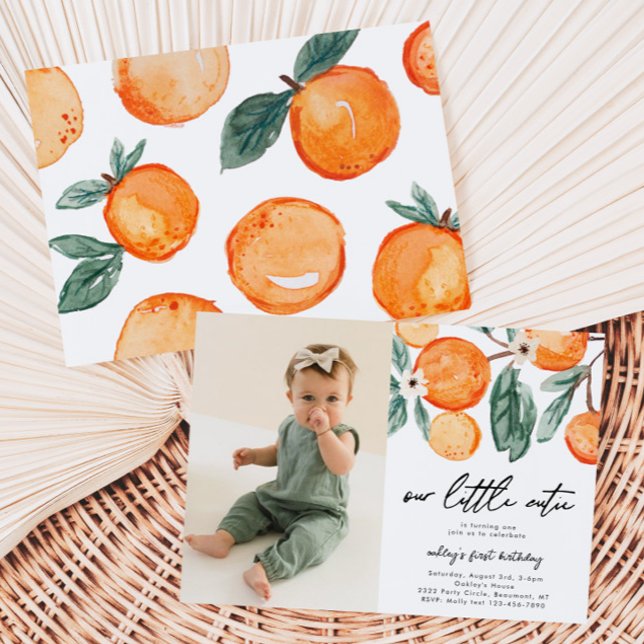 Little Cutie Clementine Photo Birthday Invitation (Creator Uploaded)