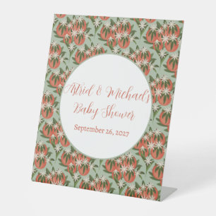 Little Cutie Clementine Sage   Citrus Baby Shower Pedestal Sign
