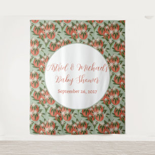 Little Cutie Clementine Sage Citrus Baby Shower Tapestry