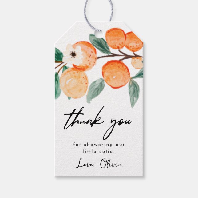 Little Cutie Clementine Shower Favour Tags (Front)