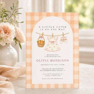 Little Cutie Clothesline Girl Baby Shower Invitation