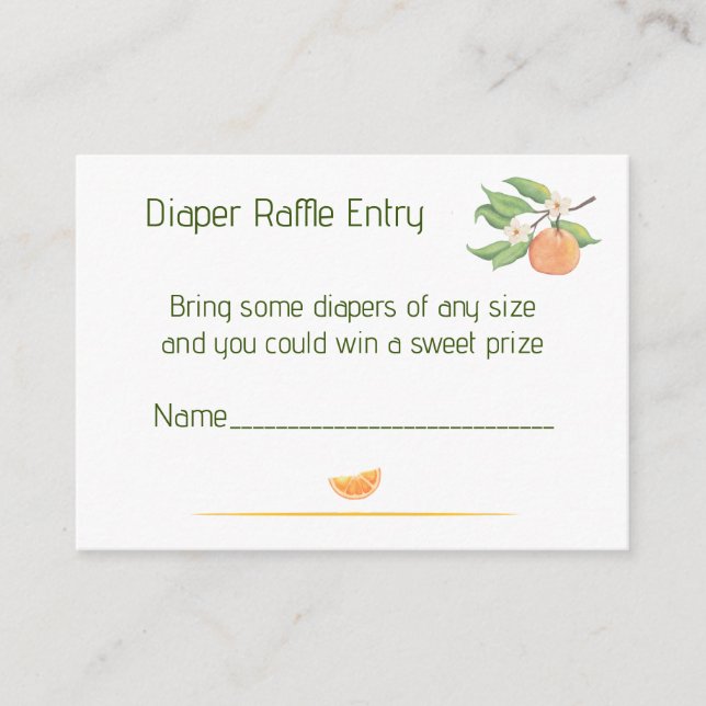 Little Cutie Diaper Raffle Entry Enclosure Card (Front)