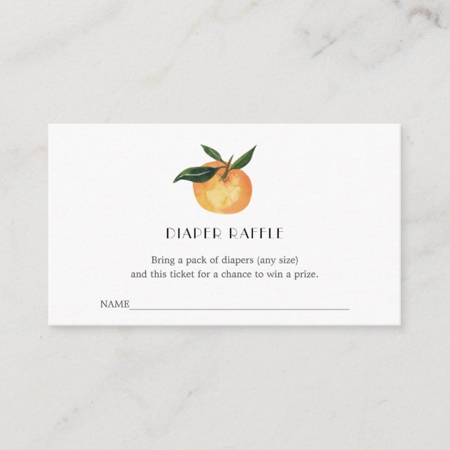 Little Cutie Diaper Raffle Ticket for Baby Shower Enclosure Card (Front)