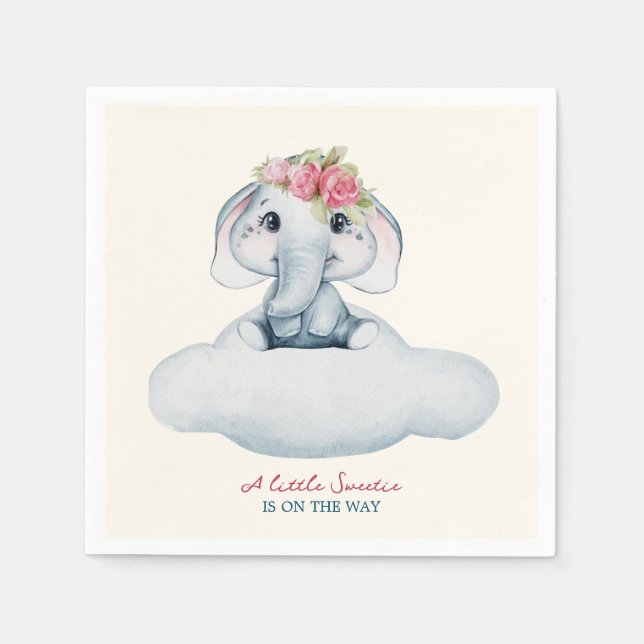 Little Cutie Elephant Baby Shower Napkins (Front)
