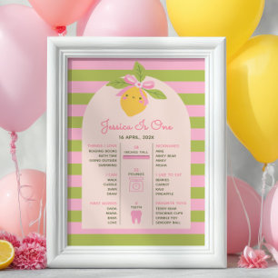 Little Cutie First Birthday Milestone Timeline  Poster