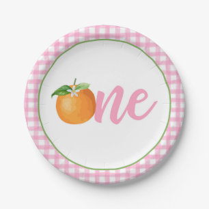 Little Cutie First Birthday Plate - Pk Plaid