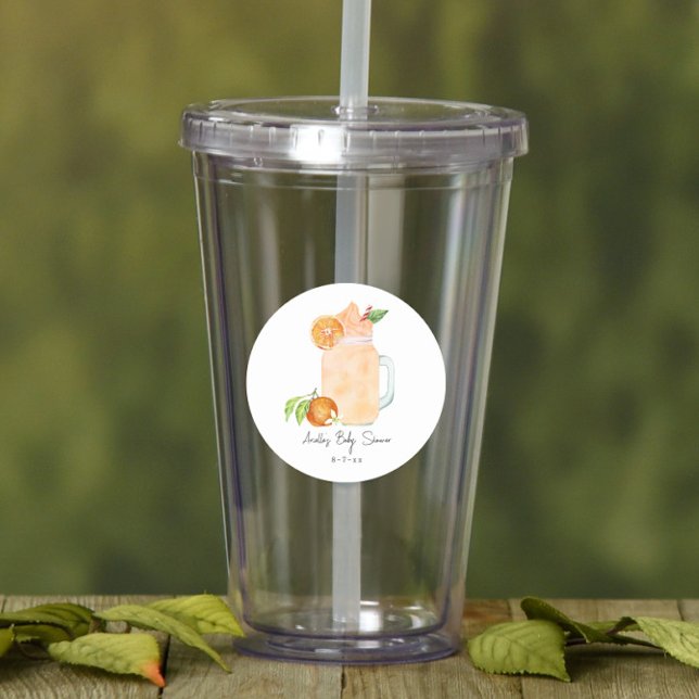 Little Cutie Fruit Smoothie Girl Baby Shower Classic Round Sticker (Creator Uploaded)