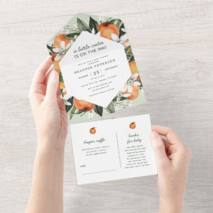 Little Cutie Gender Neutral Baby Shower All In One Invitation