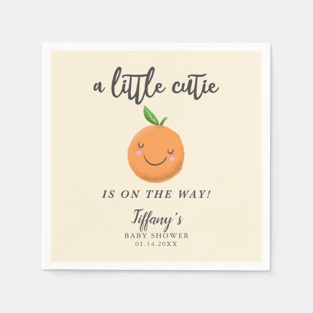 Little Cutie Gender Neutral Baby Shower Clementine Napkin (Front)