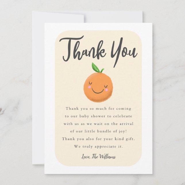 Little Cutie Gender Neutral Baby Shower Thank You Card (Front)