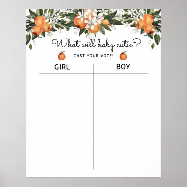 Little Cutie Gender Reveal He or She Voting Sign (Front)