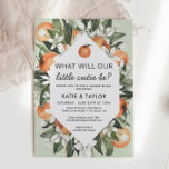 Little Cutie Gender Reveal Party Invitation<br><div class="desc">Announce "What will our little cutie be?" with our baby shower invitations. Citrus Watercolor Orange Theme Baby Shower Invitation.</div>