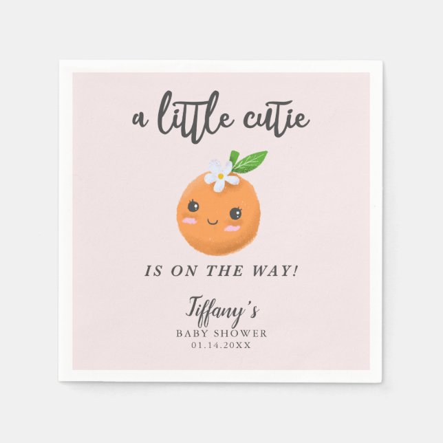 Little Cutie Girl Baby Shower Clementine Napkin (Front)
