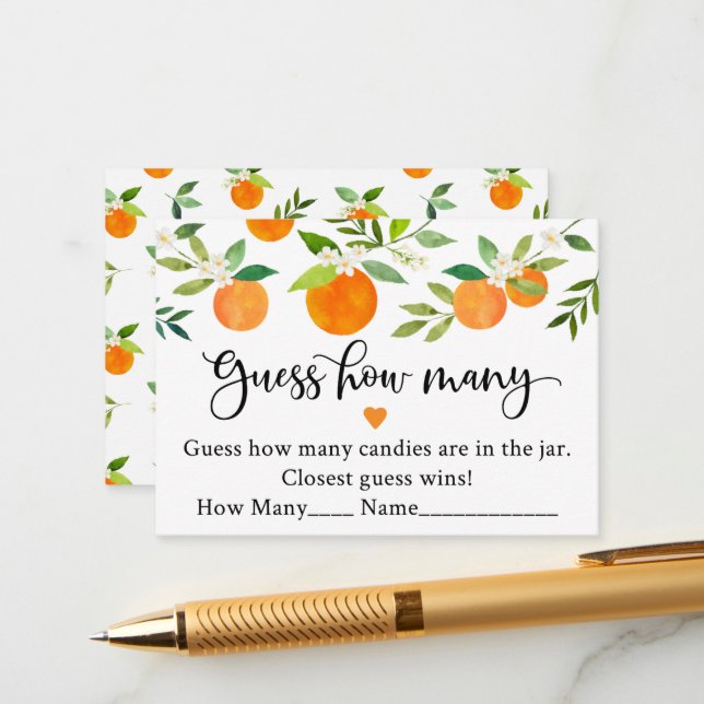 Little Cutie Greener Floral Guess How Many Game Enclosure Card (Front/Back In Situ)