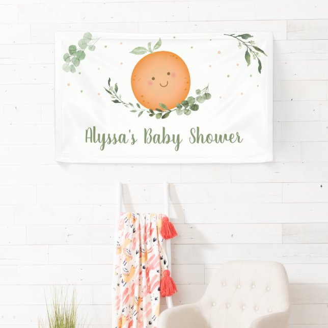 Little Cutie Greenery Baby Shower Banner (Insitu)