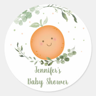 Little Cutie Greenery Baby Shower Classic Round Sticker
