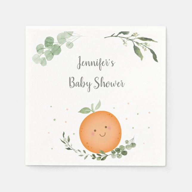 Little Cutie Greenery Baby Shower Napkin (Front)