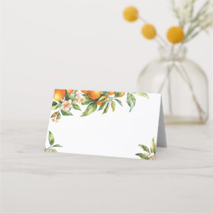 Little Cutie Greenery Citrus Orange Place Card
