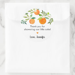 Little Cutie Greenery Floral Baby Shower Classic Round Sticker