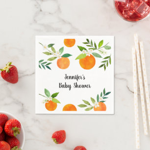 Little Cutie Greenery Floral Baby Shower Napkin
